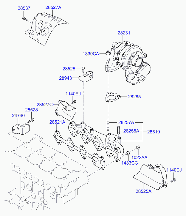 KIA 282312F000 - Exhaust manifold: 1 pcs. autospares.lv