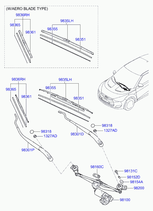 KIA 98351-2V000 - Windshield wiper: 1 pcs. autospares.lv