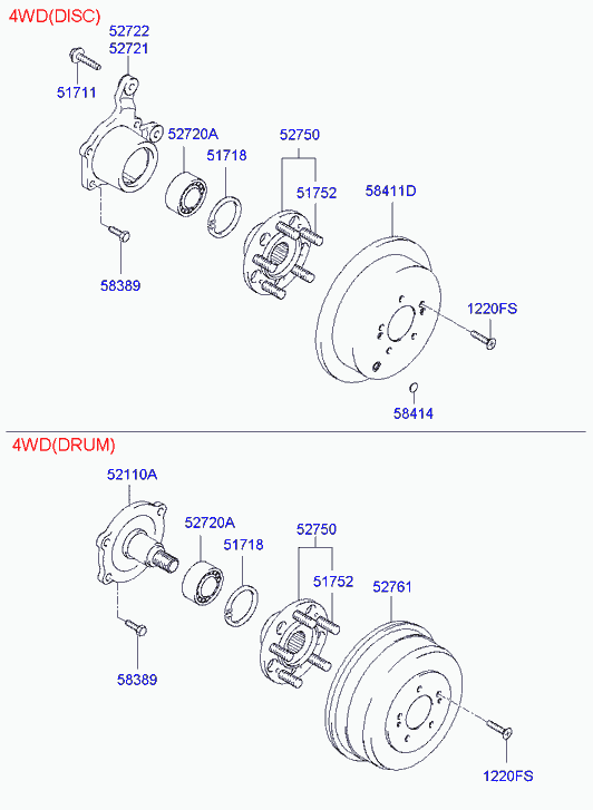KIA 52710-26500 - Rear wheel hub: 1 pcs. autospares.lv