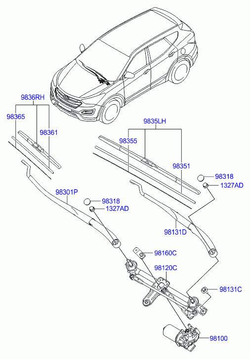 Hyundai 98360-2W100 - Windshield wiper: 1 pcs. autospares.lv