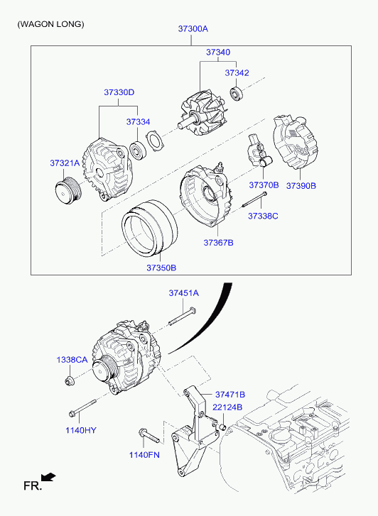 Hyundai 373702A850 - Alternator: 1 pcs. autospares.lv