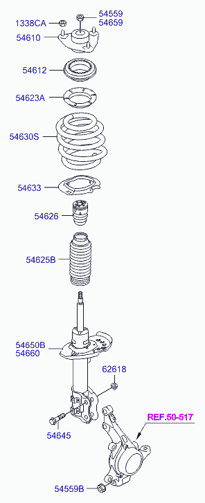 Hyundai 546102T000 - Front spring & strut: 2 pcs. autospares.lv