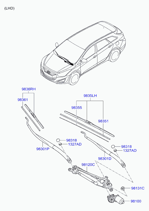 KIA 98360-3Z000 - Windshield wiper: 1 pcs. autospares.lv