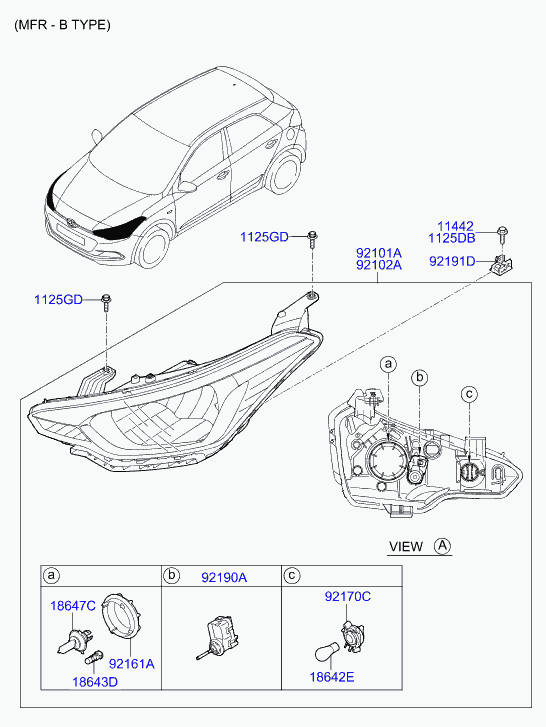 Hyundai 1864761566L - Headlamp: 1 pcs. autospares.lv