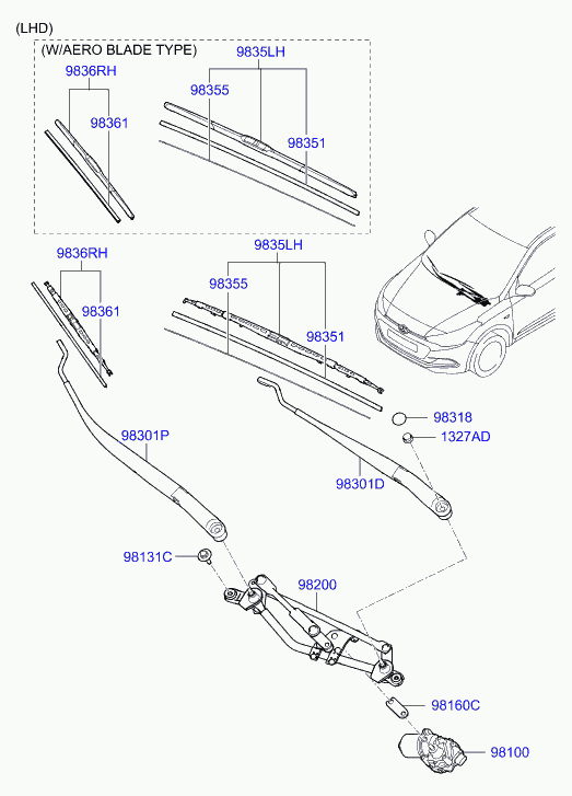 Hyundai 98360 1S000 - Windshield wiper: 1 pcs. autospares.lv