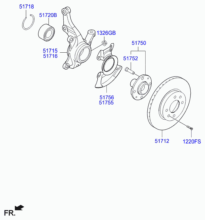 KIA 51712-C8500 - Front axle: 2 pcs. autospares.lv