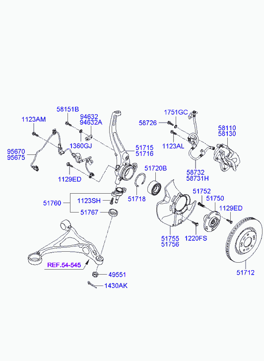 Hyundai 51712-3L050 - Front axle: 1 pcs. autospares.lv