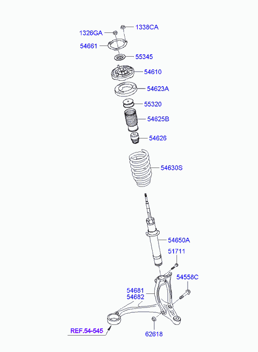 Hyundai 54645-3K010 - Front spring & strut: 2 pcs. autospares.lv