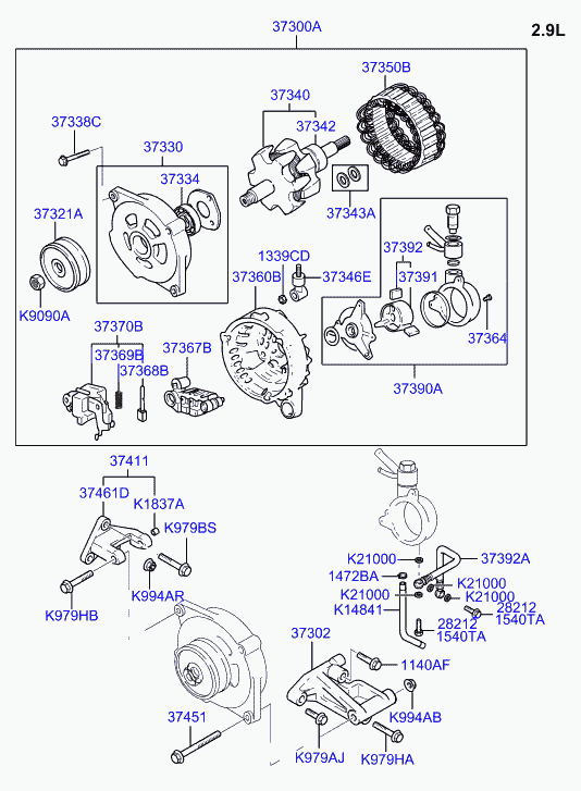 KIA 37321-4X-300 - Generator: 1 pcs. autospares.lv