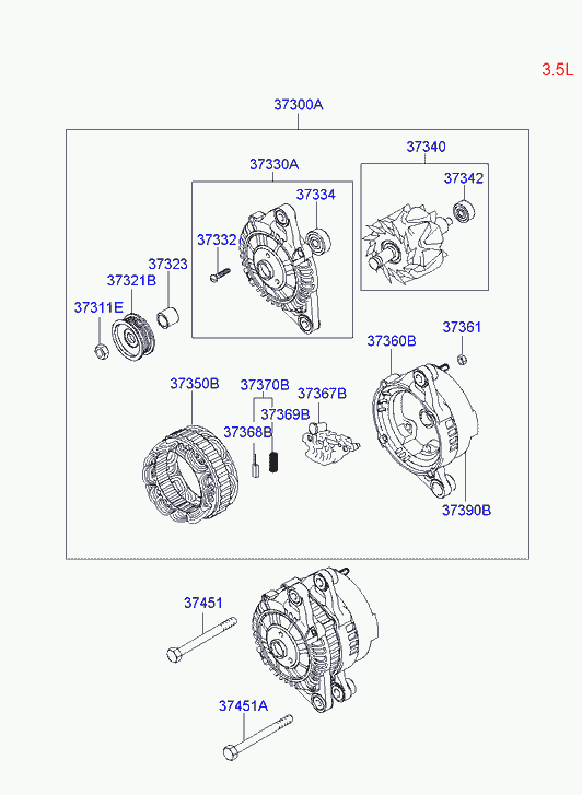 KIA 37300--4X50 1 - Alternator autospares.lv