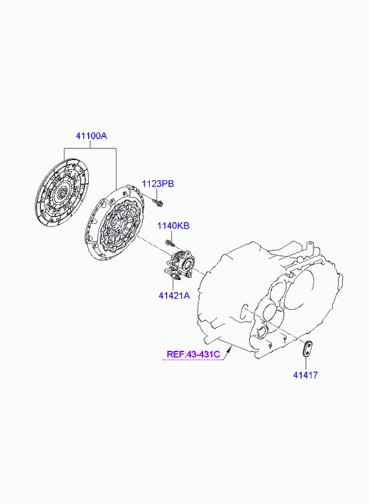 KIA 41200-24-600 - Clutch & release fork: 1 pcs. autospares.lv