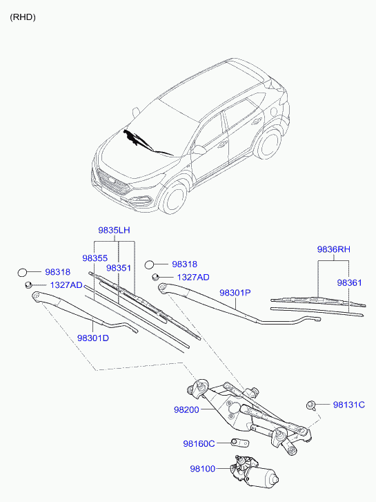 Hyundai 98350-3S300 - Windshield wiper: 1 pcs. autospares.lv