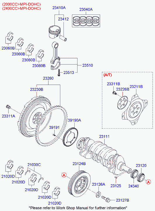 Hyundai 23200-27400 - Crankshaft & piston: 1 pcs. autospares.lv