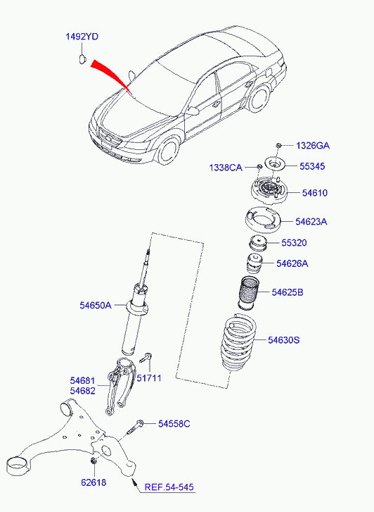 Hyundai 54611-3K140 - Front spring & strut: 2 pcs. autospares.lv