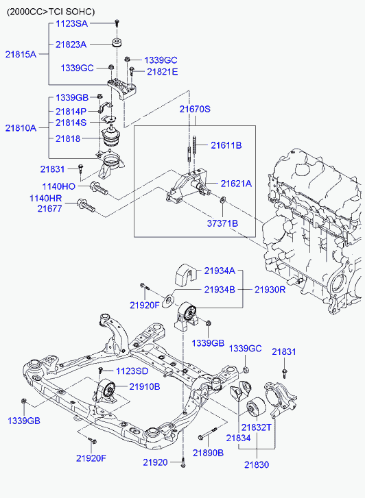 Mobis 219103K000 - Engine & transaxle mounting: 1 pcs. autospares.lv