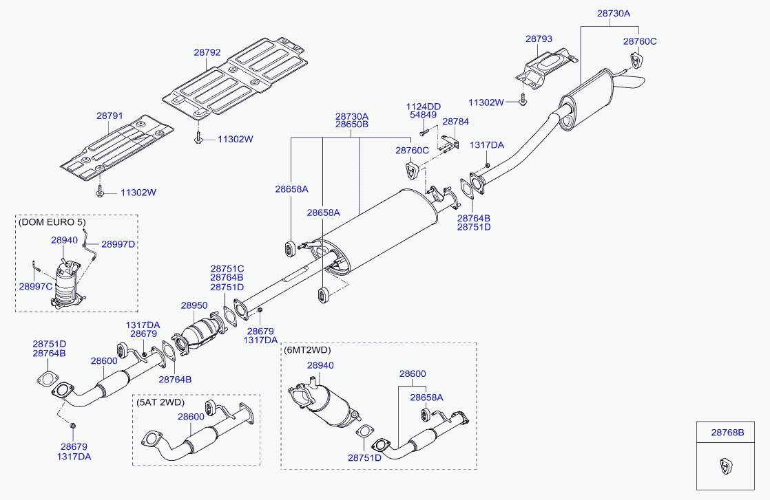 KIA 28764-34250 - Muffler & exhaust pipe: 1 pcs. autospares.lv