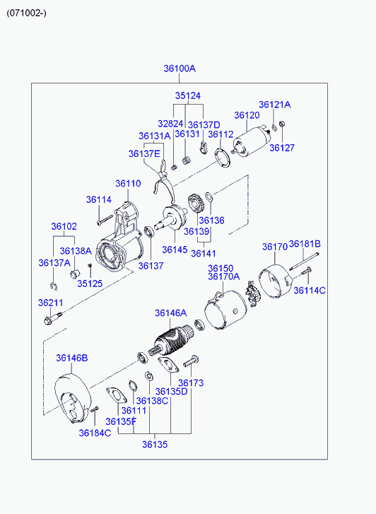 KIA 36100-4A000 - Starter: 1 pcs. autospares.lv