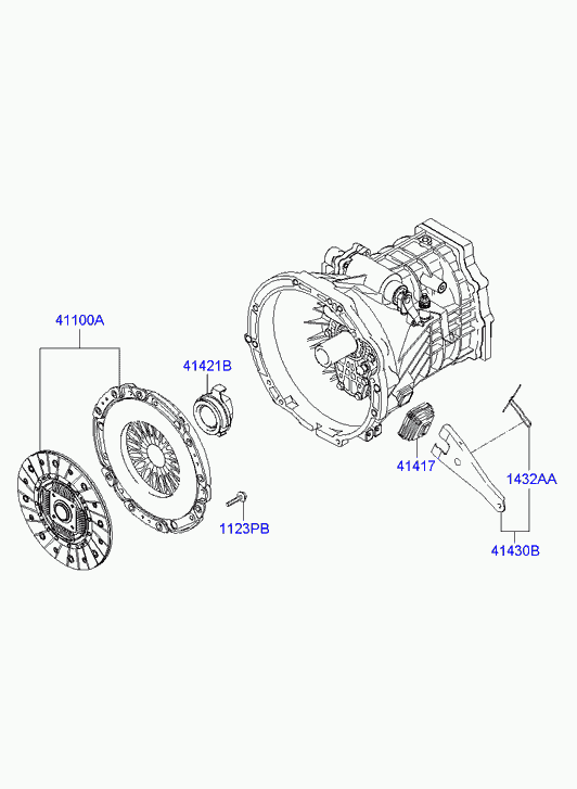 Hyundai 41412-49650 - Clutch & release fork: 1 pcs. autospares.lv