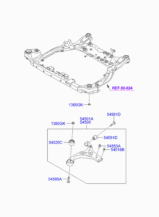 KIA 54551-2H000 - Front suspension lower arm: 2 pcs. autospares.lv