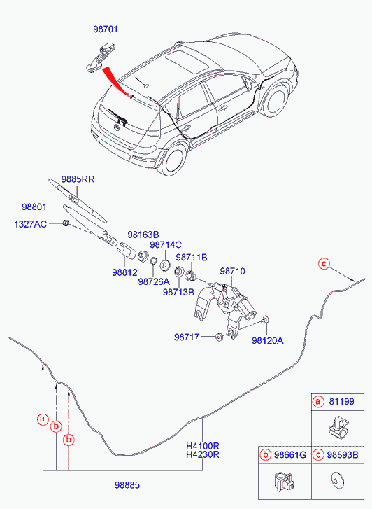 Hyundai 988112L000 - Window wiper - rear: 1 pcs. autospares.lv