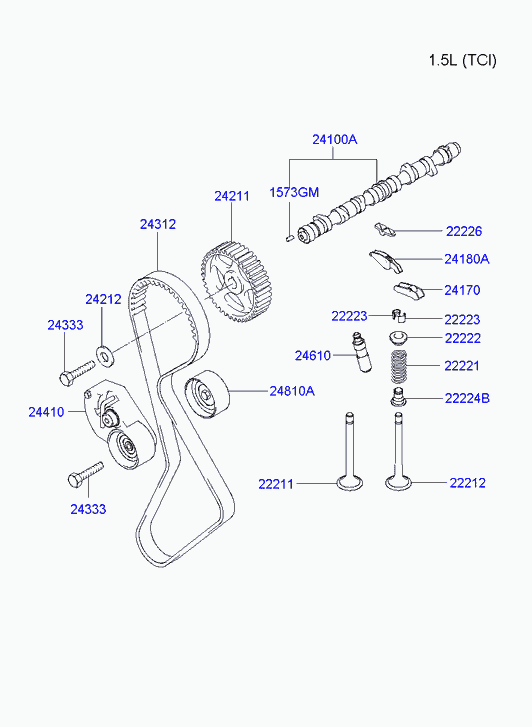 KIA 24410 22020 - Camshaft & valve: 1 pcs. autospares.lv