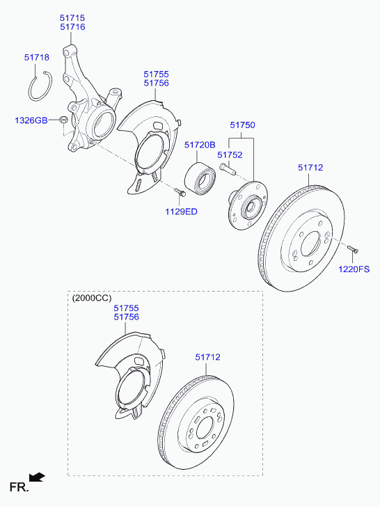 KIA 51712M0000 - Front axle: 2 pcs. autospares.lv