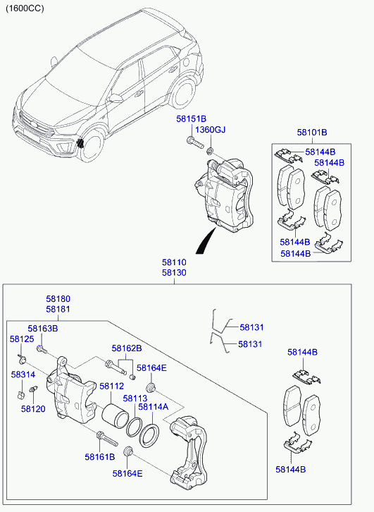 Hyundai 58112-1H000 - Front wheel brake: 2 pcs. autospares.lv