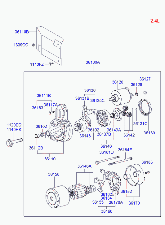 Hyundai 36100-38050 - Starter motor: 1 pcs. autospares.lv