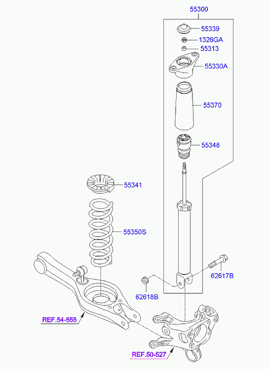 KIA 55300A6000 - Rear spring & strut: 2 pcs. autospares.lv