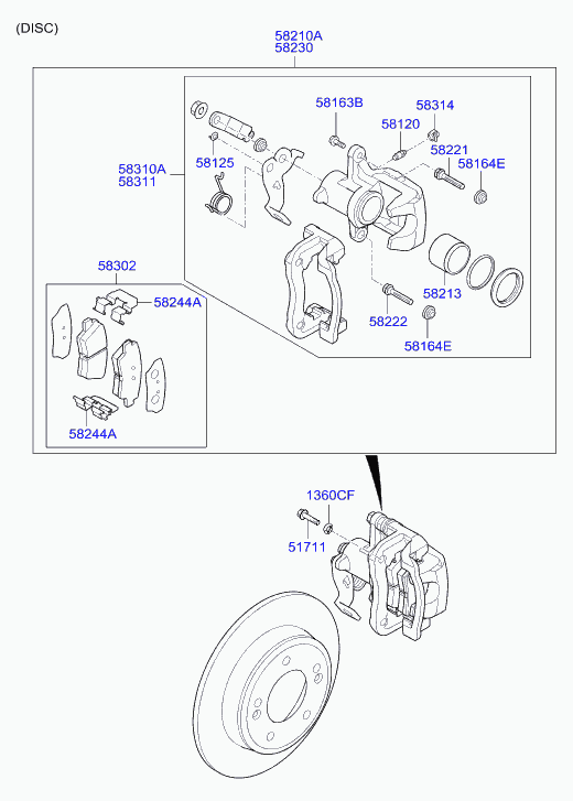 Hyundai 58302A6A30 - Rear wheel brake: 1 pcs. autospares.lv