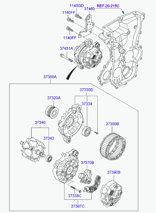 Hyundai 37370-2B300 - Alternator: 1 pcs. autospares.lv