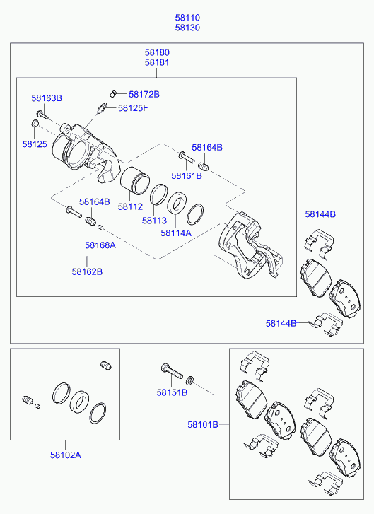 Hyundai 58112-2E000 - Front wheel brake: 2 pcs. autospares.lv