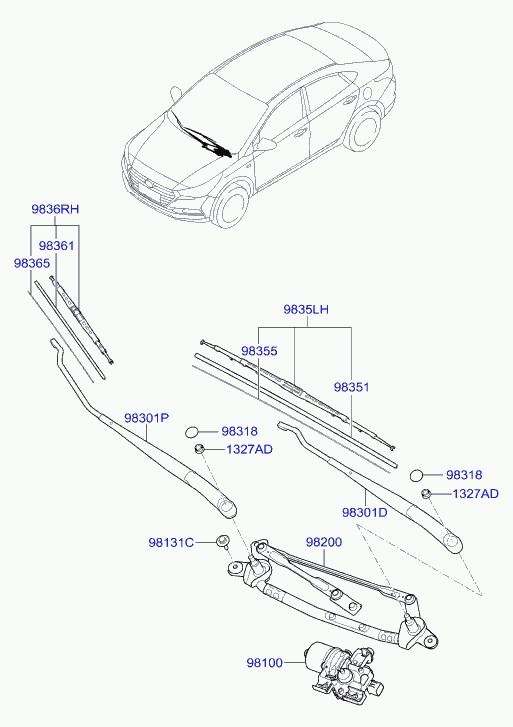 KIA 98350H5000 - Windshield wiper: 1 pcs. autospares.lv