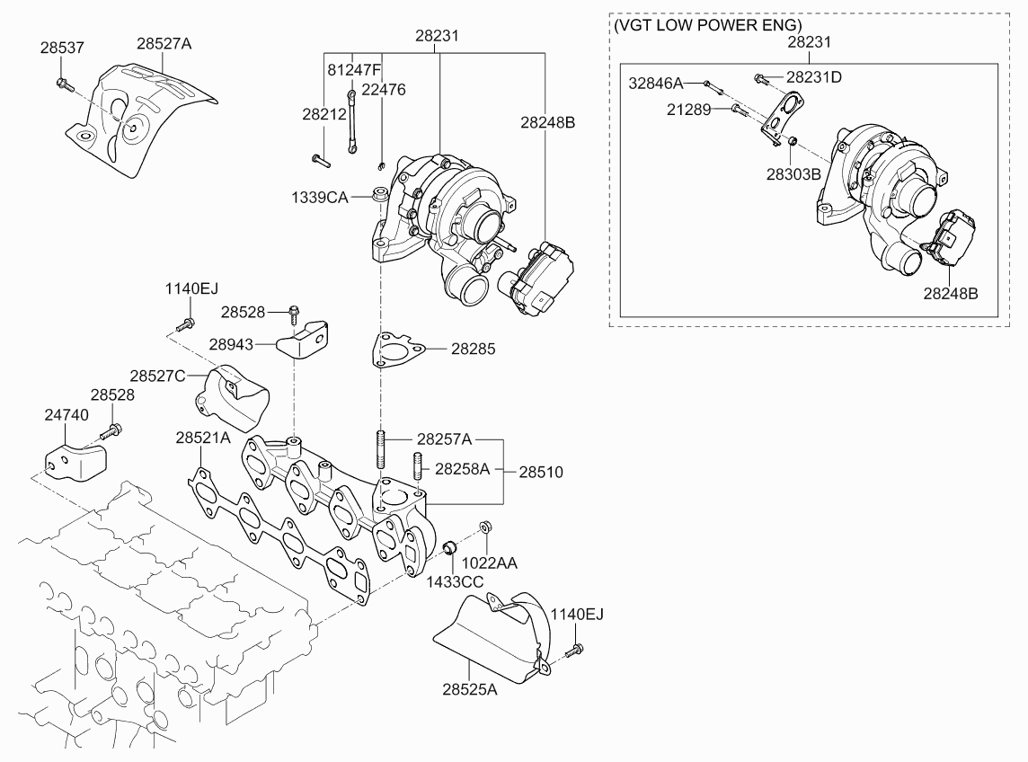 KIA 28231-2F300 - Exhaust manifold: 1 pcs. autospares.lv