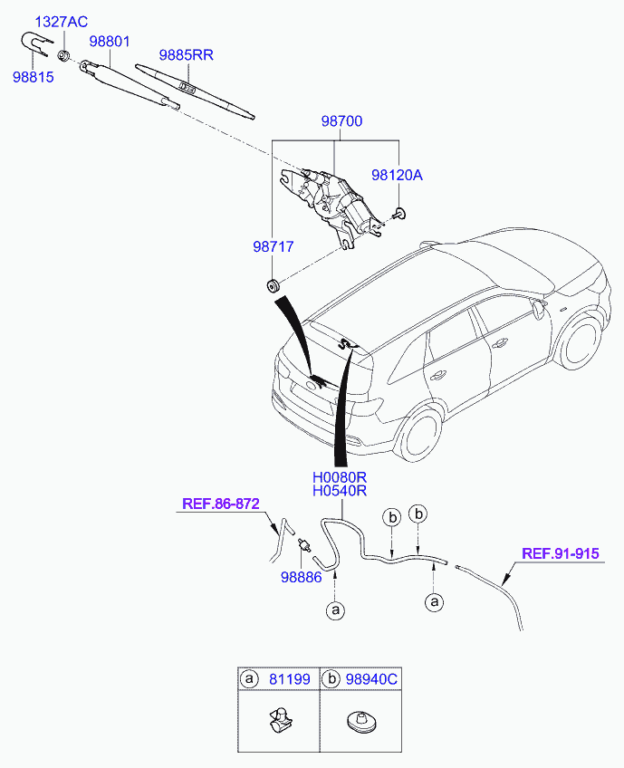 KIA 98850-C5100 - Rear wiper & washer: 1 pcs. autospares.lv