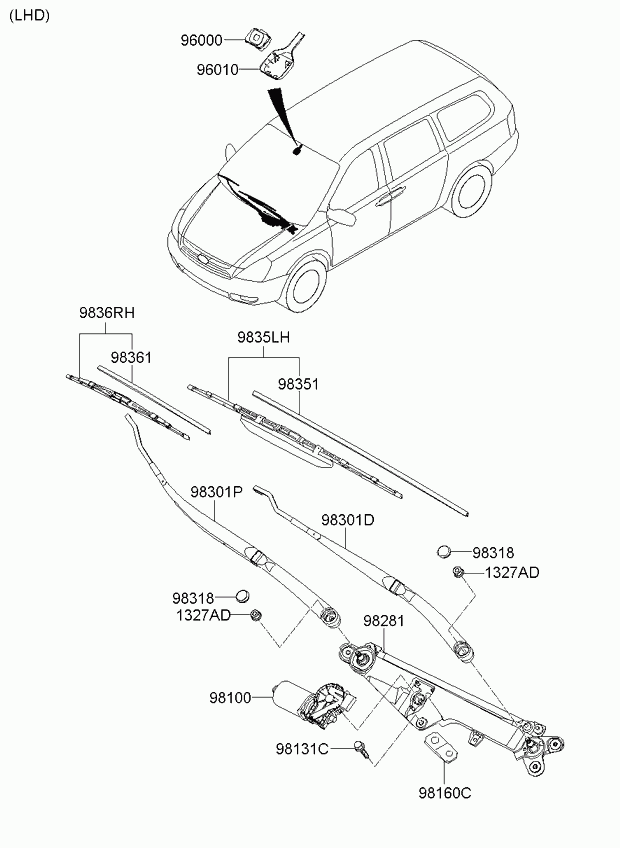 KIA 983504D060 - Windshield wiper: 1 pcs. autospares.lv