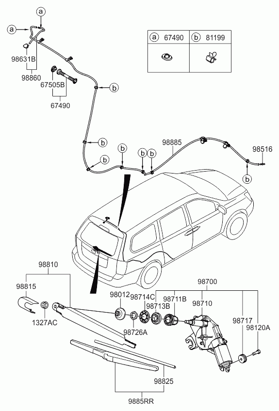 KIA 988504D001 - Window wiper - rear: 1 pcs. autospares.lv