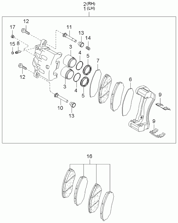 Hyundai 581013EU01 - Front wheel brake: 1 pcs. autospares.lv