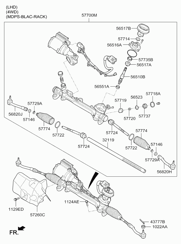 KIA 56825-C1090 - Power steering gearbox: 1 pcs. autospares.lv