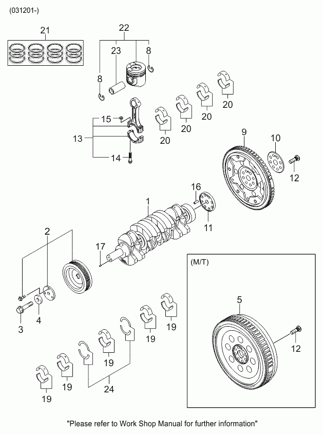 KIA 23200-4A-040 - Crankshaft & piston: 1 pcs. autospares.lv