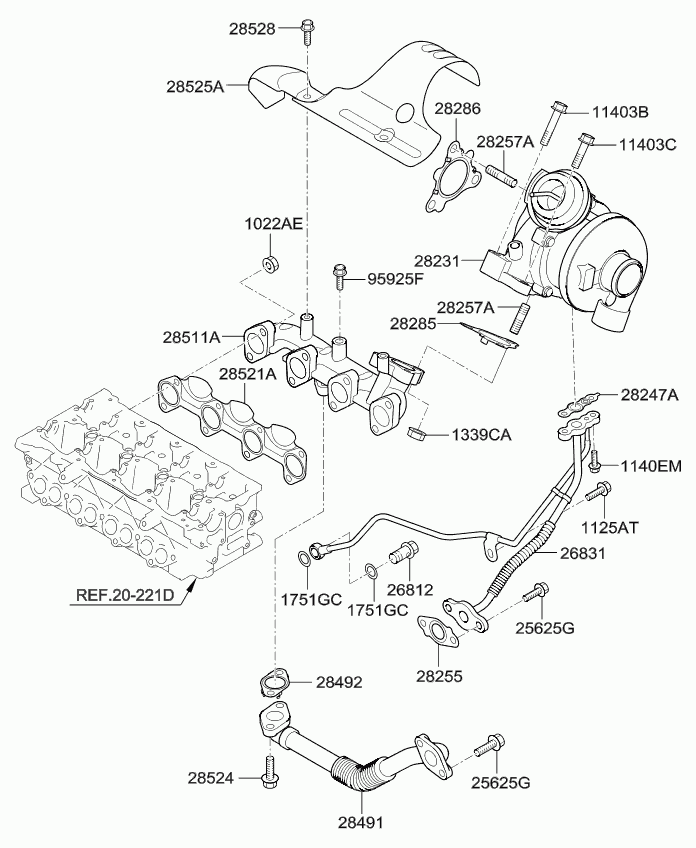 KIA 282012A850 - Exhaust manifold: 1 pcs. autospares.lv