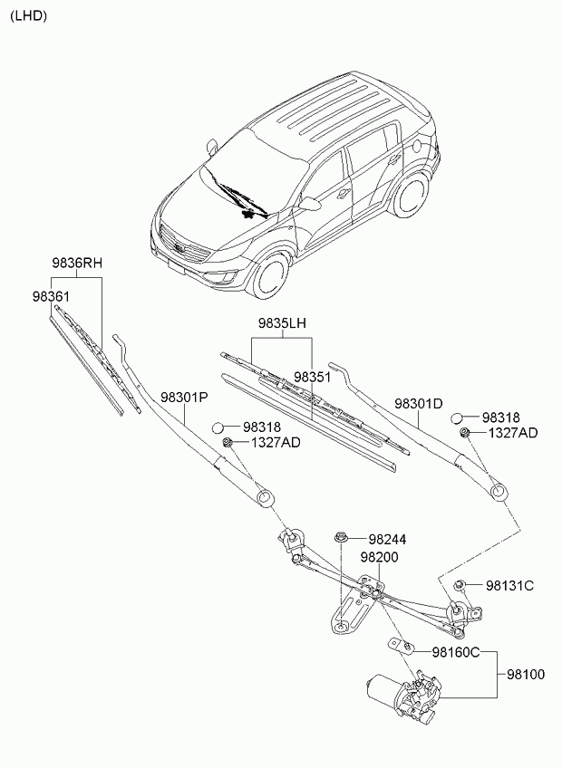 KIA 983503U000 - Windshield wiper: 1 pcs. autospares.lv