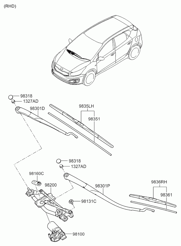 KIA 98350-A2000 - Windshield wiper: 1 pcs. autospares.lv