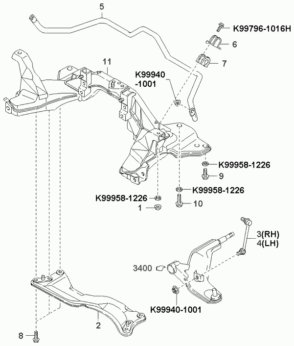 Hyundai KGA2A-34-150A - Crossmember & stabilizer: 1 pcs. autospares.lv