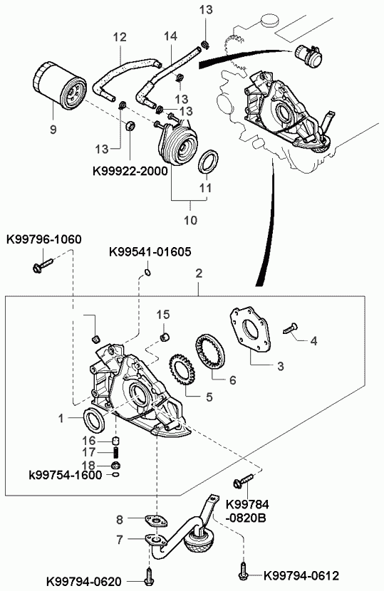 Hyundai 0FE01-10602 - Oil pump & filter: 1 pcs. autospares.lv