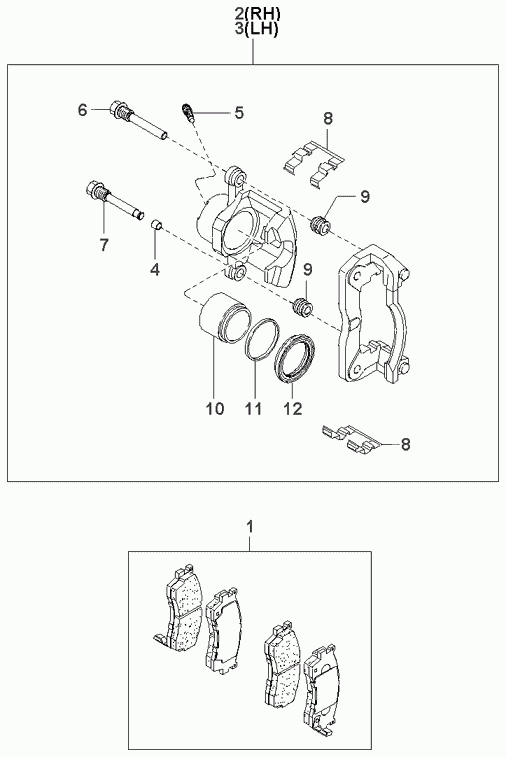 KIA 0K9D0-33-28Z - Brake mechanism - front: 1 pcs. autospares.lv