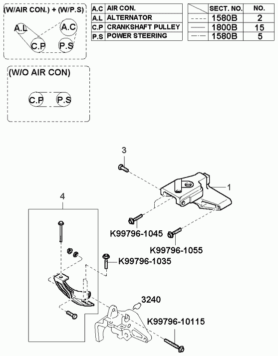 Hyundai 0K9AC-15-907 - Bracket - pulley & belt: 1 pcs. autospares.lv