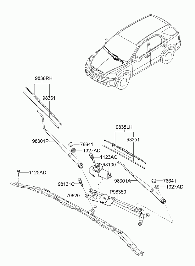 KIA 983503E530 - Windshield wiper: 1 pcs. autospares.lv