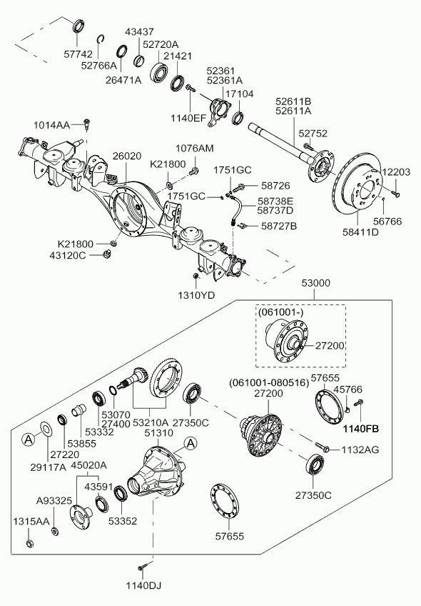 KIA 52766-4A000 - Rear axle: 2 pcs. autospares.lv