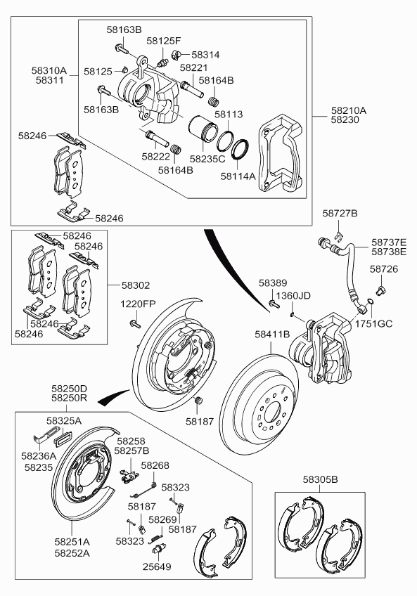 KIA 58302-2PA70 - Rear wheel brake: 1 pcs. autospares.lv